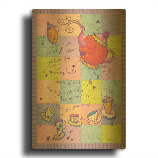 'Rhyme 1 Teapot' By Viv Eisner Gold Metal Wall Art