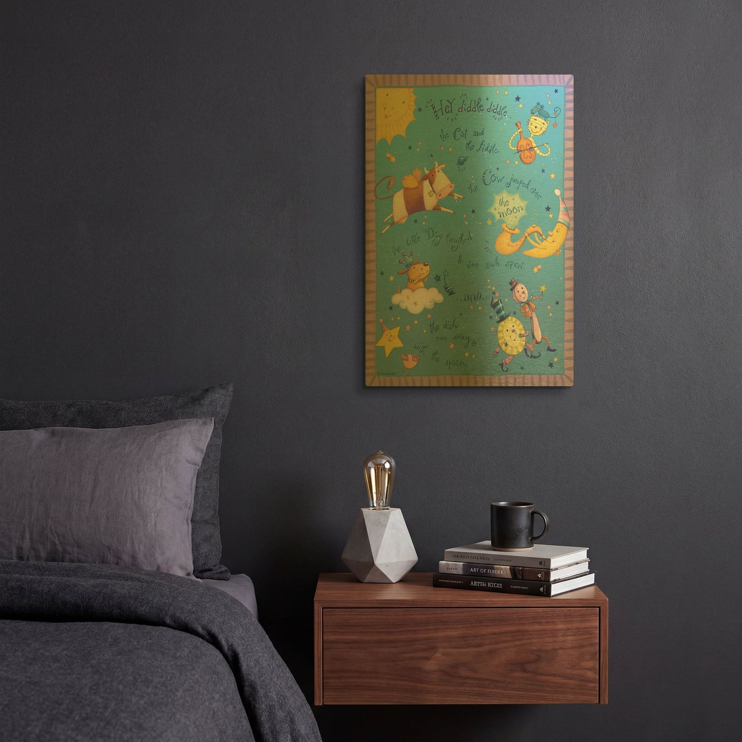 'Rhyme 2 Fiddle' By Viv Eisner Gold Metal Wall Art