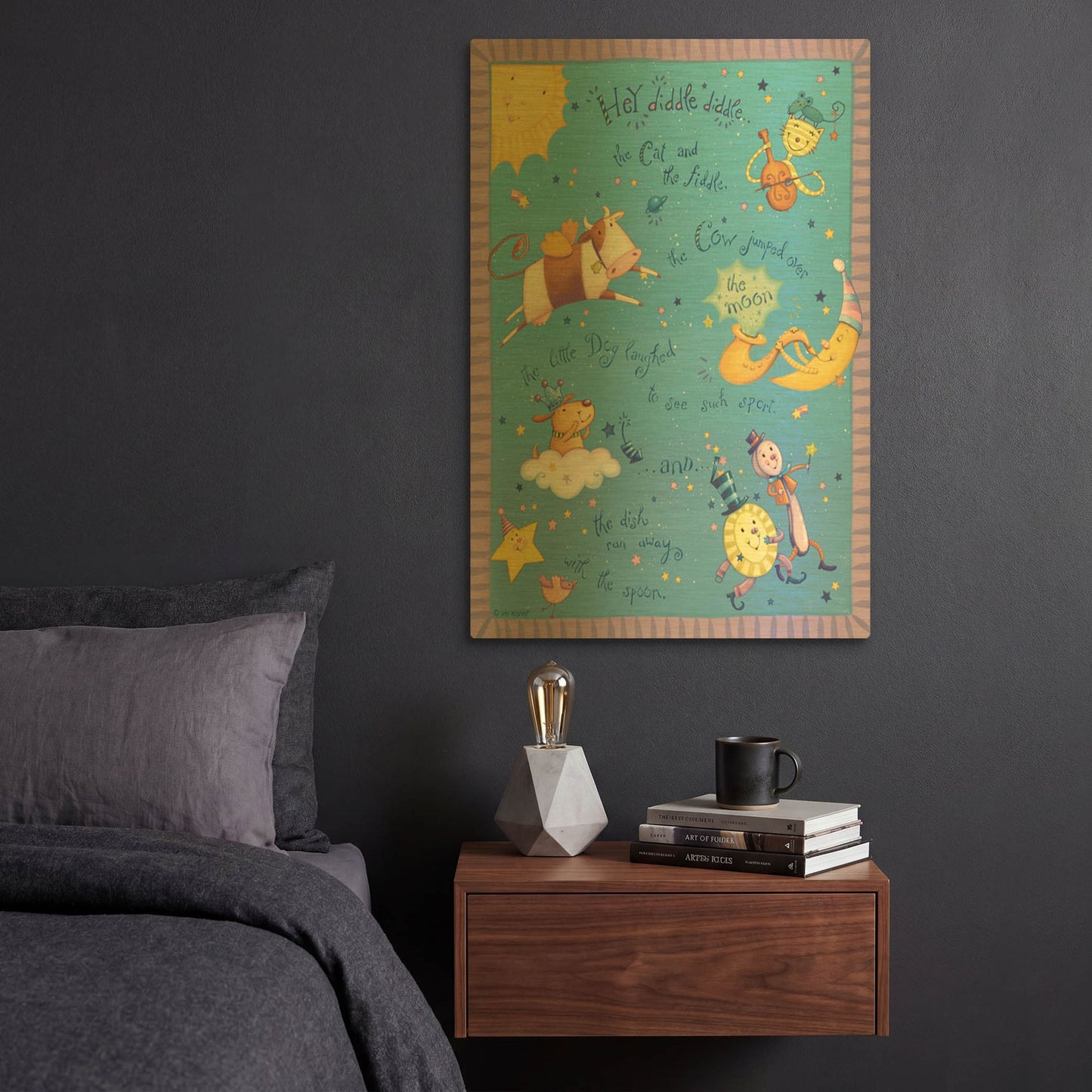 'Rhyme 2 Fiddle' By Viv Eisner Gold Metal Wall Art