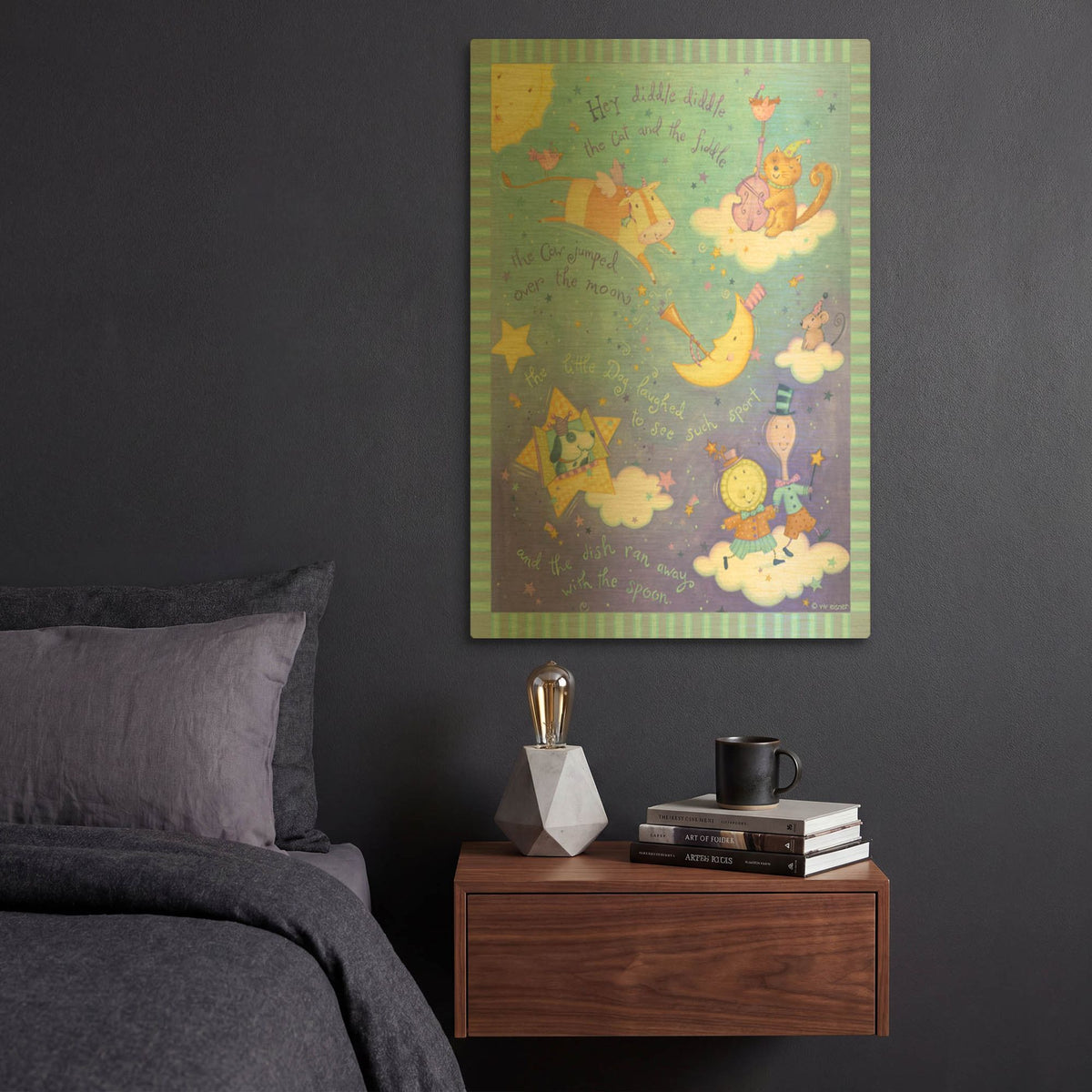 'Rhyme 3 Fiddle 2' By Viv Eisner Gold Metal Wall Art