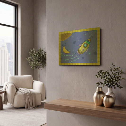 'Spaceship' By Viv Eisner Gold Metal Wall Art