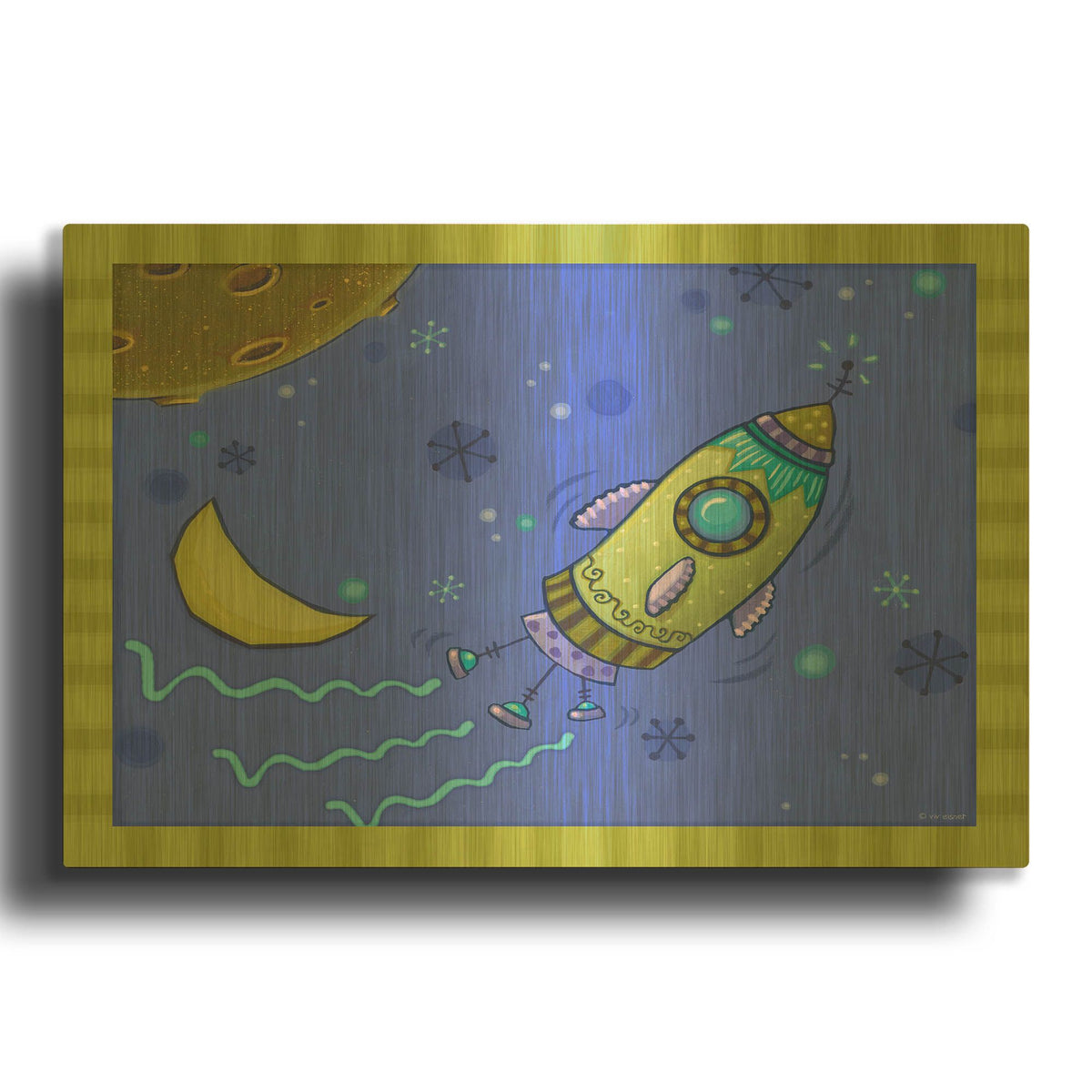 'Spaceship' By Viv Eisner Gold Metal Wall Art