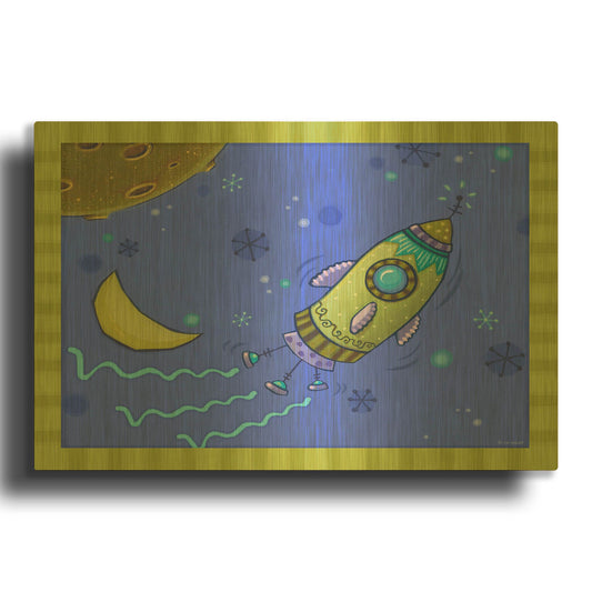 'Spaceship' By Viv Eisner Gold Metal Wall Art