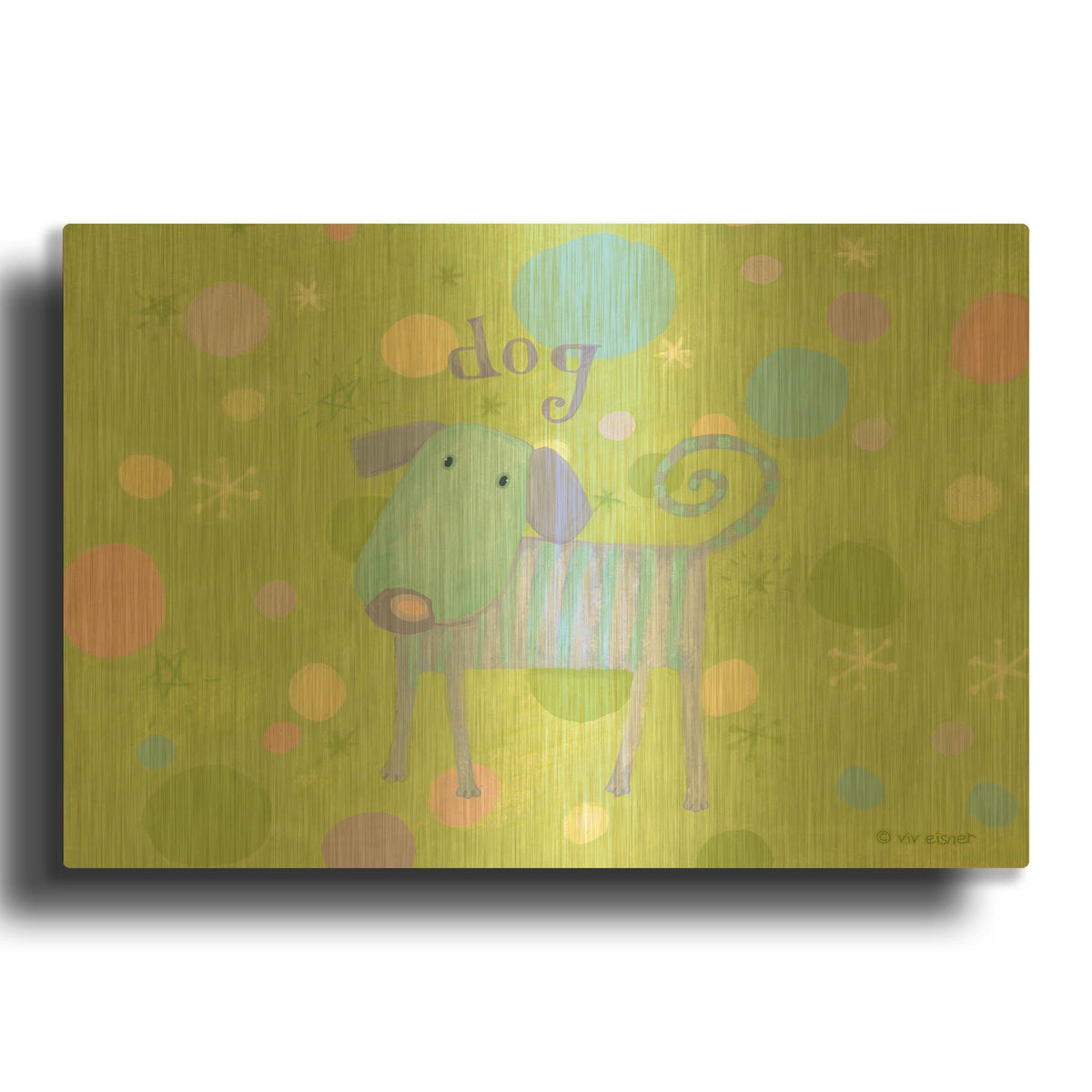 'Blue Dog' By Viv Eisner Gold Metal Wall Art