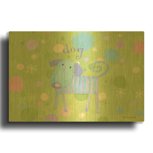 'Blue Dog' By Viv Eisner Gold Metal Wall Art