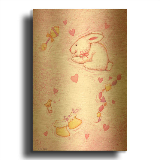 'Nursery 1 Bunny' By Viv Eisner Gold Metal Wall Art