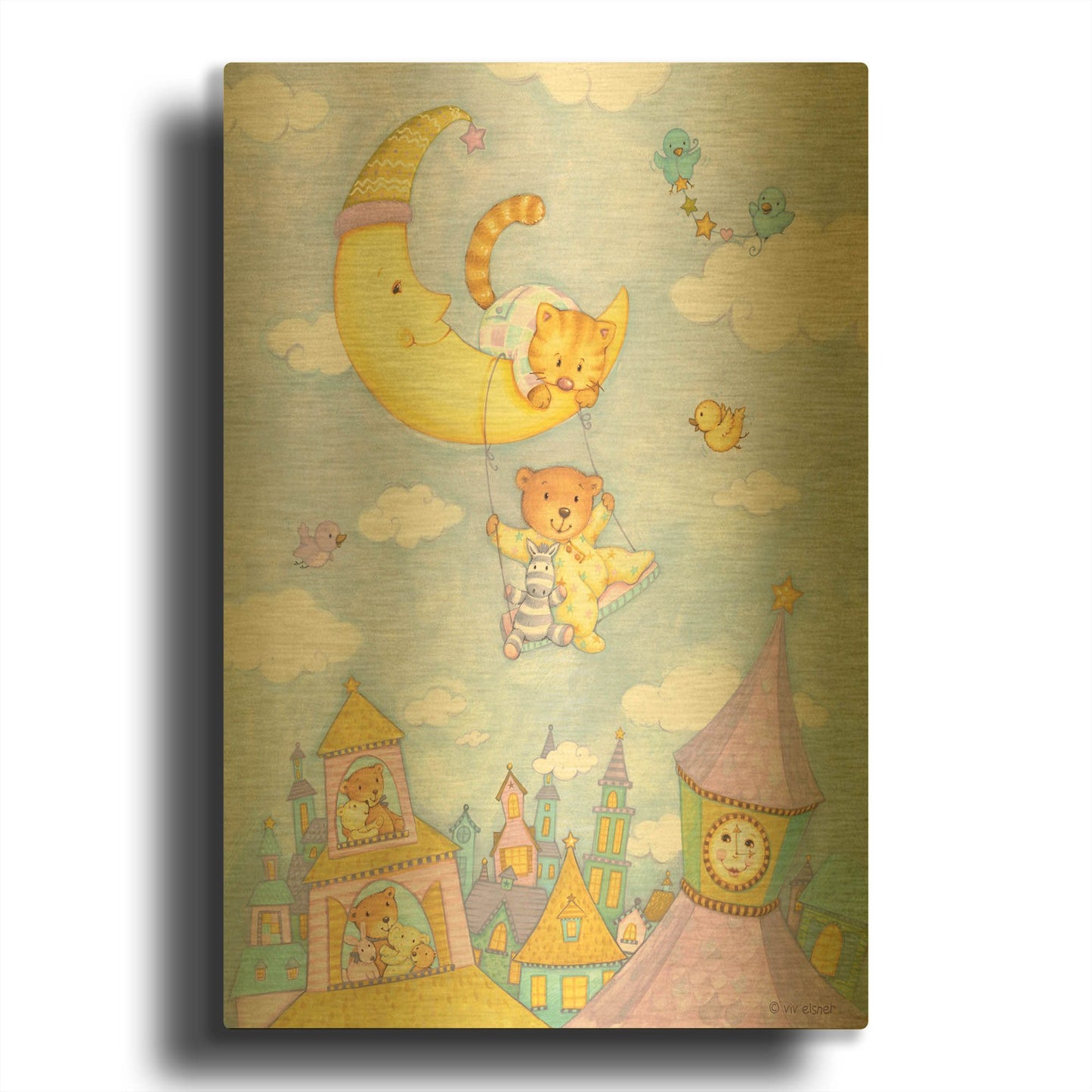 'Moon Swing' By Viv Eisner Gold Metal Wall Art