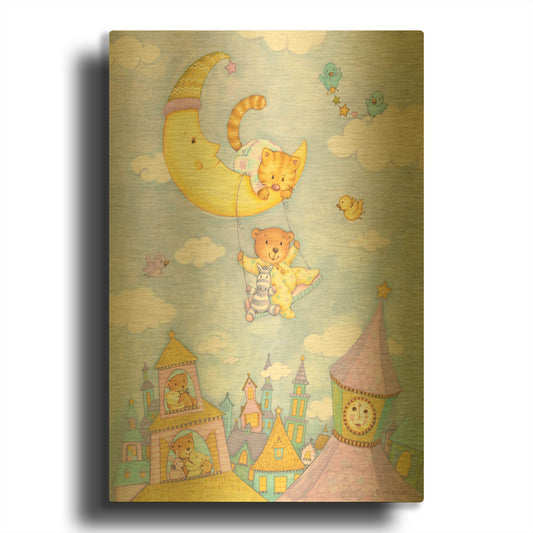 'Moon Swing' By Viv Eisner Gold Metal Wall Art