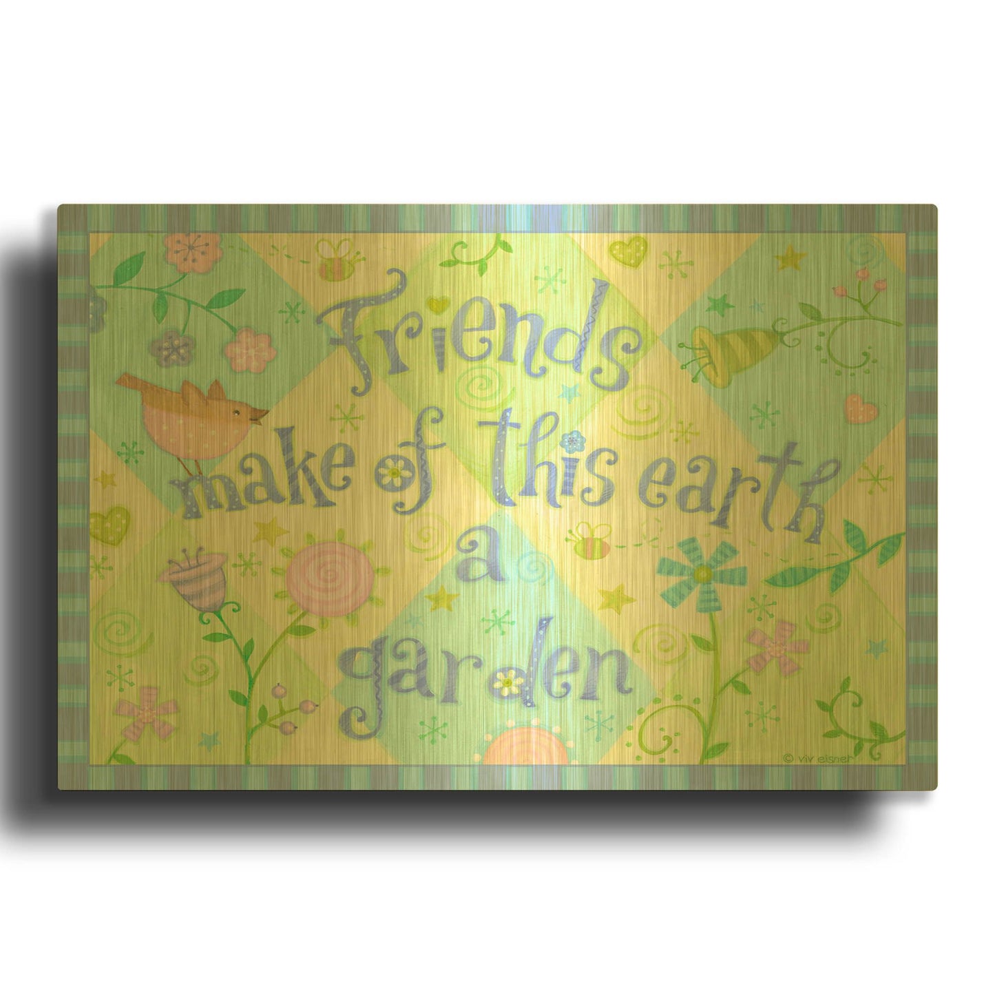 'Sayings 1 Friends' By Viv Eisner Gold Metal Wall Art