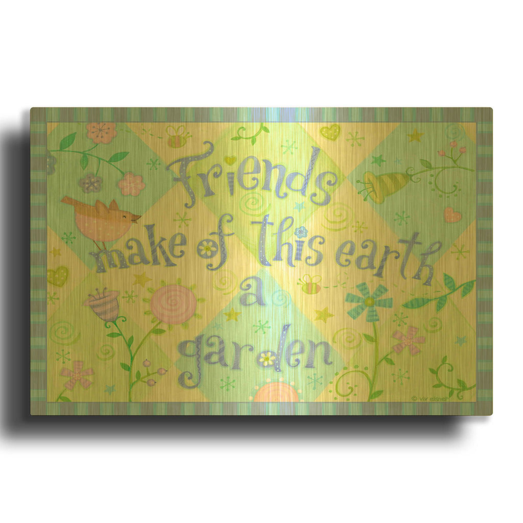 'Sayings 1 Friends' By Viv Eisner Gold Metal Wall Art