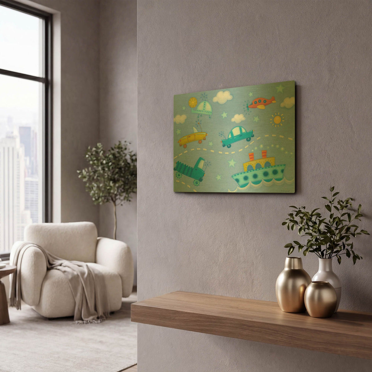 'Travel Time' By Viv Eisner Gold Metal Wall Art