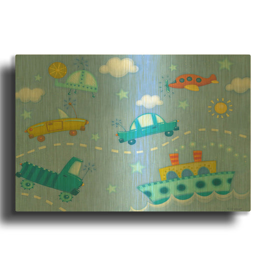 'Travel Time' By Viv Eisner Gold Metal Wall Art