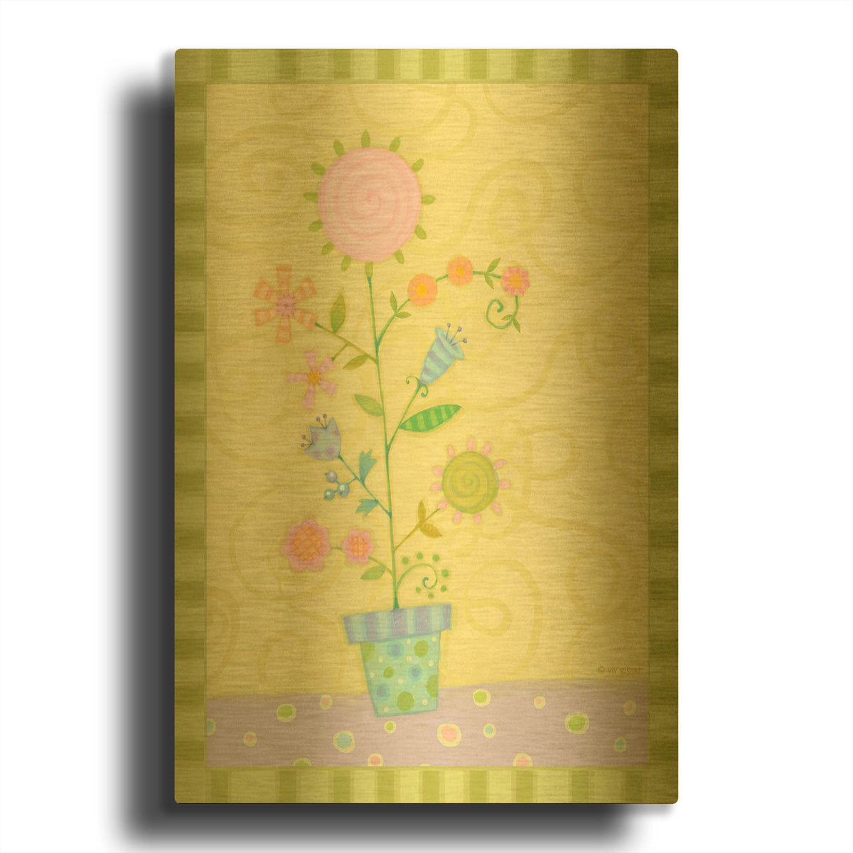 'Heart Flower' By Viv Eisner Gold Metal Wall Art