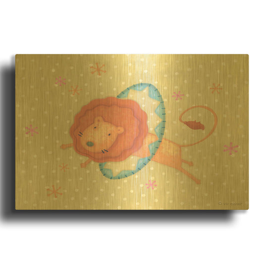 'Circus 1 Lion' By Viv Eisner Gold Metal Wall Art