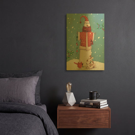 'Snowman 3' By Viv Eisner Gold Metal Wall Art