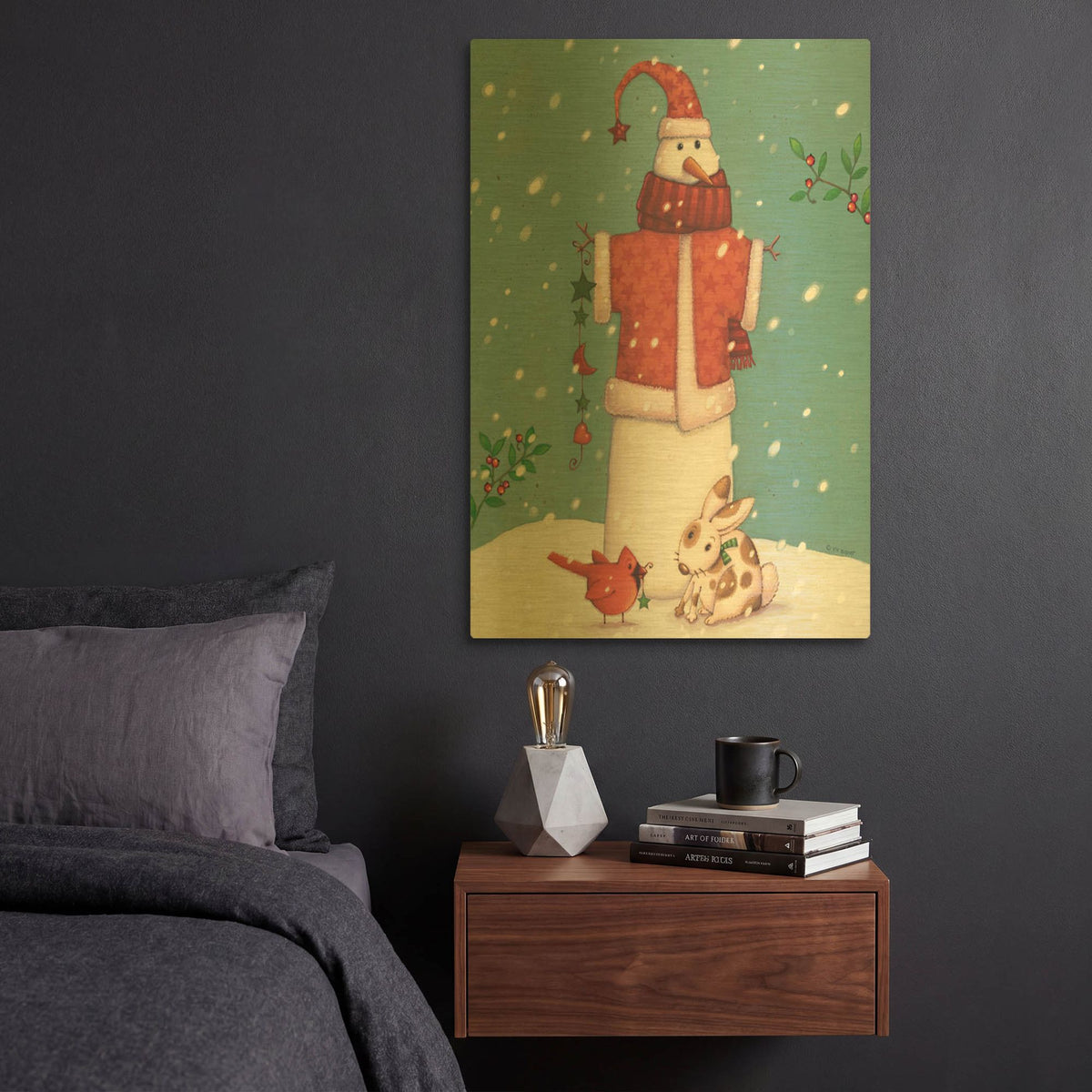 'Snowman 3' By Viv Eisner Gold Metal Wall Art