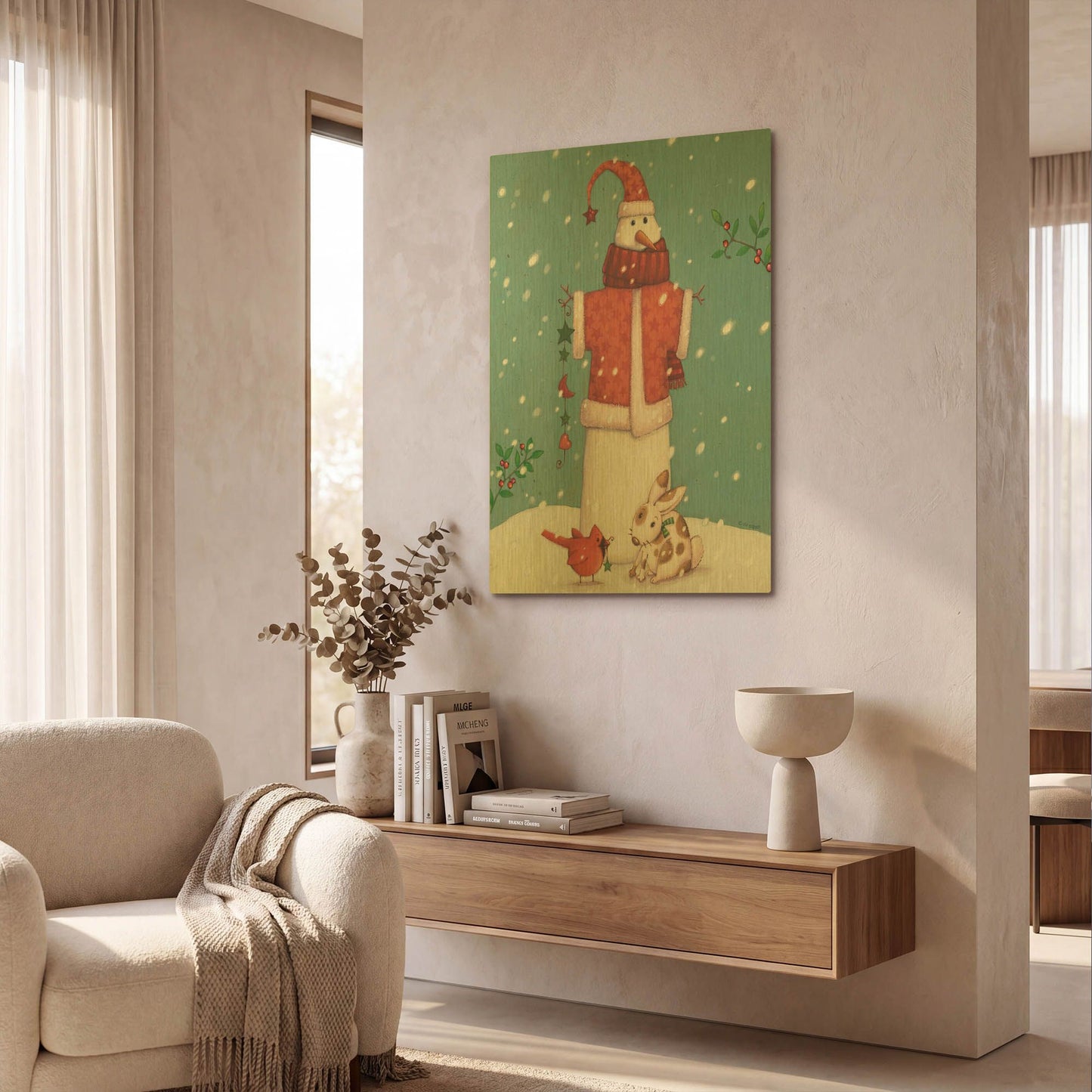 'Snowman 3' By Viv Eisner Gold Metal Wall Art