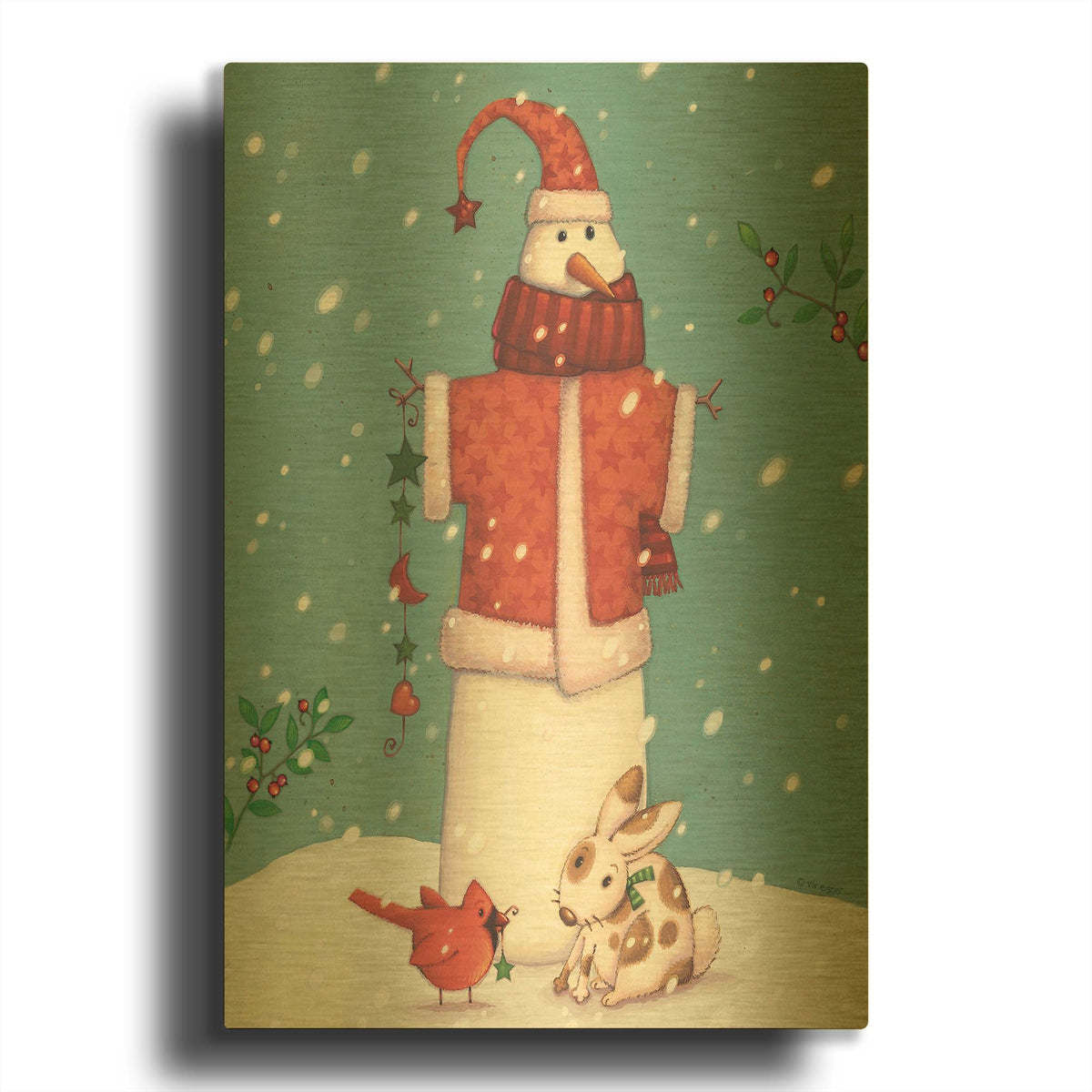 'Snowman 3' By Viv Eisner Gold Metal Wall Art