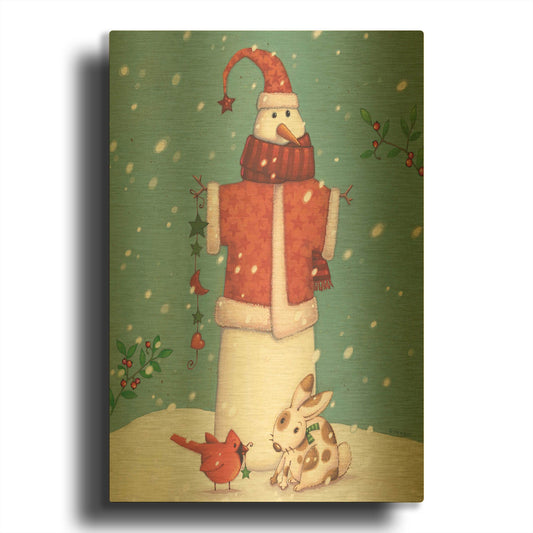 'Snowman 3' By Viv Eisner Gold Metal Wall Art
