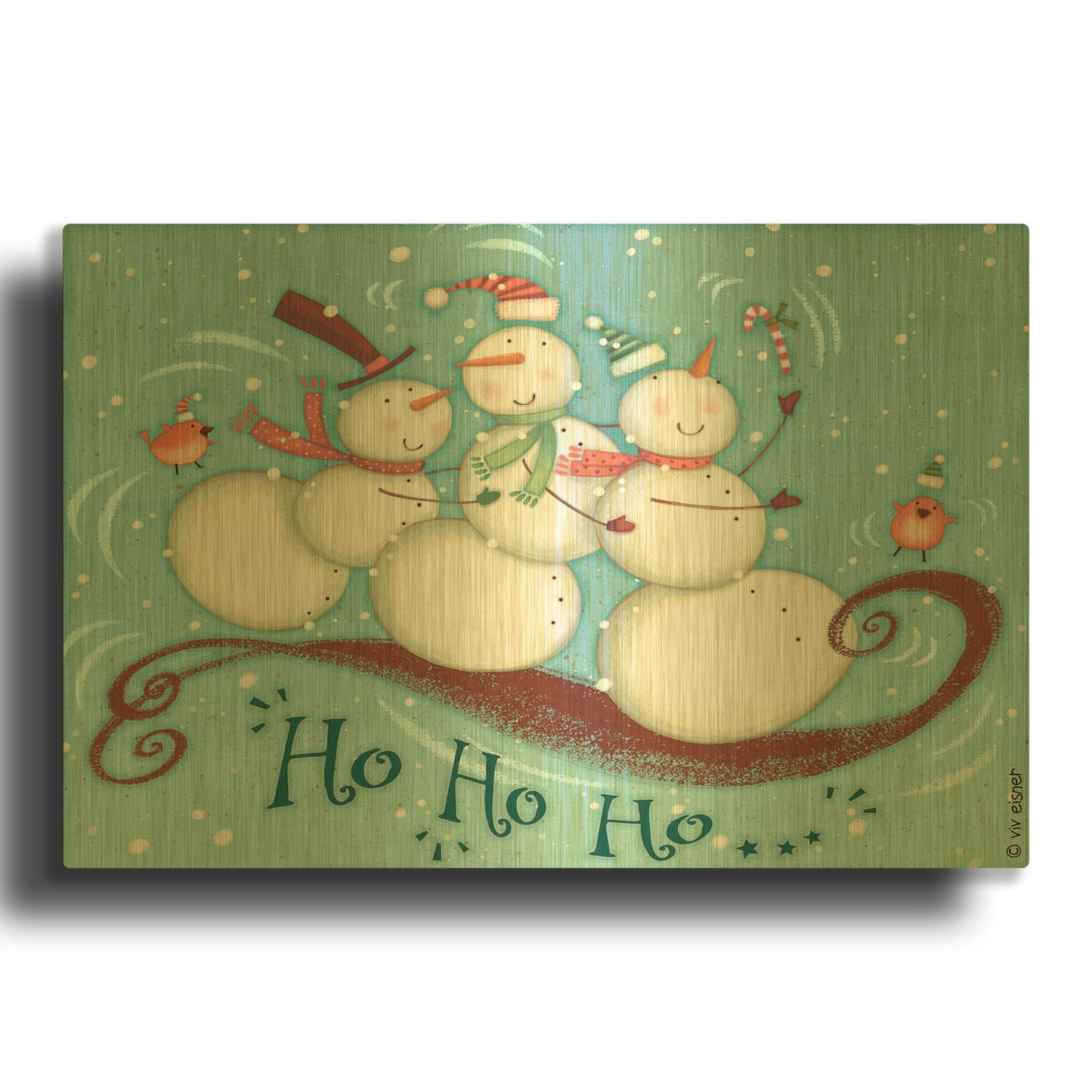'Snowmen Trio 2 Nb' By Viv Eisner Gold Metal Wall Art