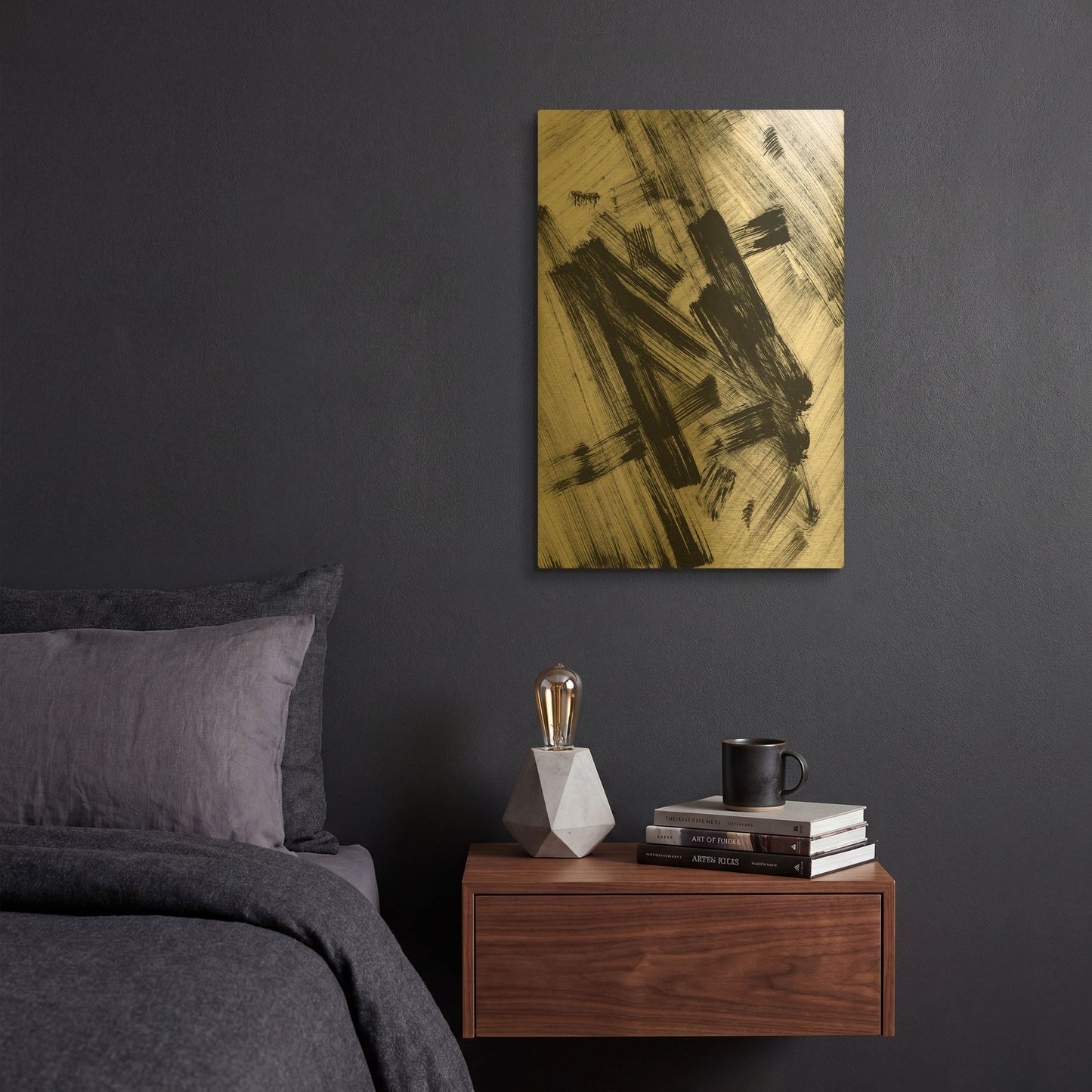 'Black and White Strokes N' By Natasha Gold Metal Wall Art