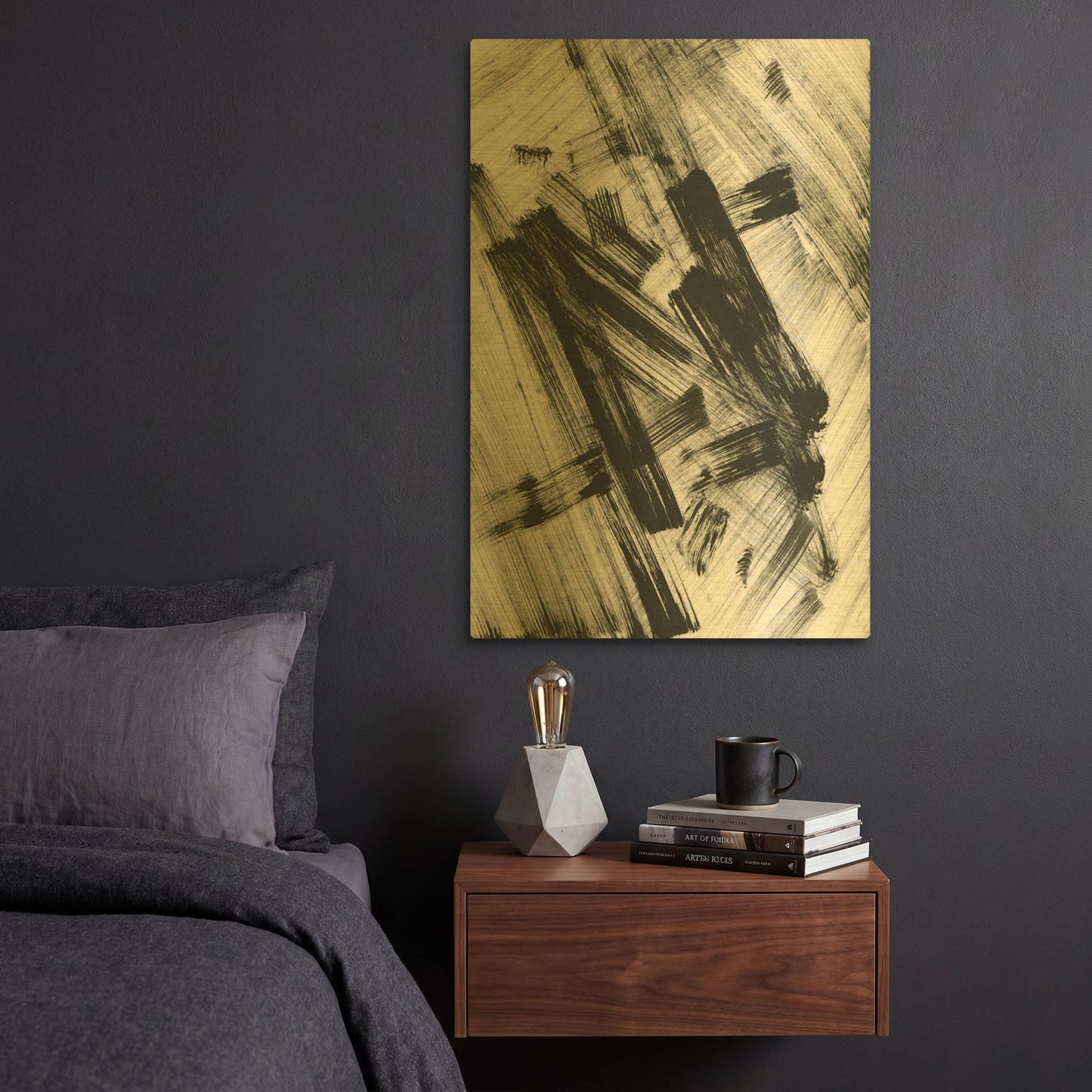 'Black and White Strokes N' By Natasha Gold Metal Wall Art