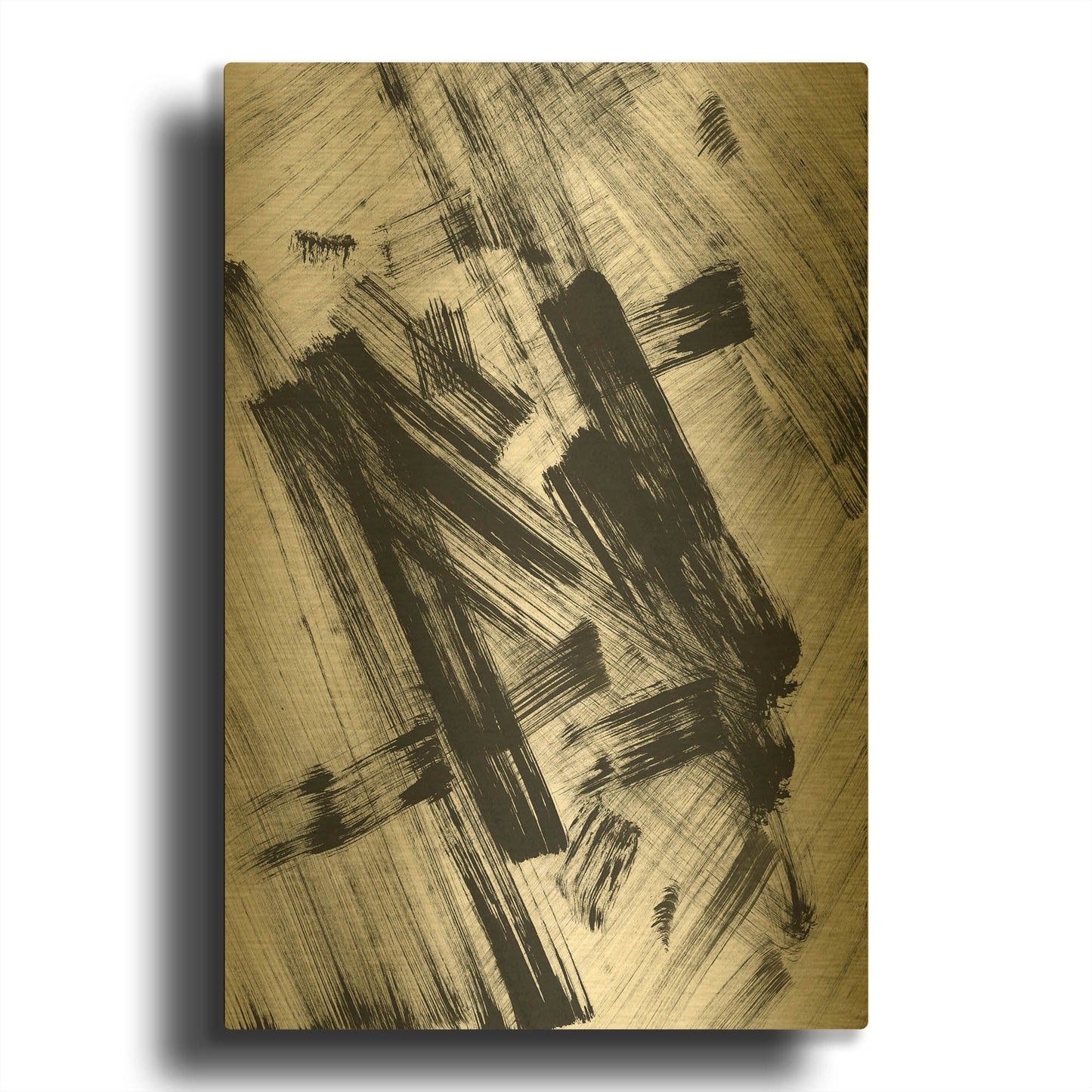 'Black and White Strokes N' By Natasha Gold Metal Wall Art