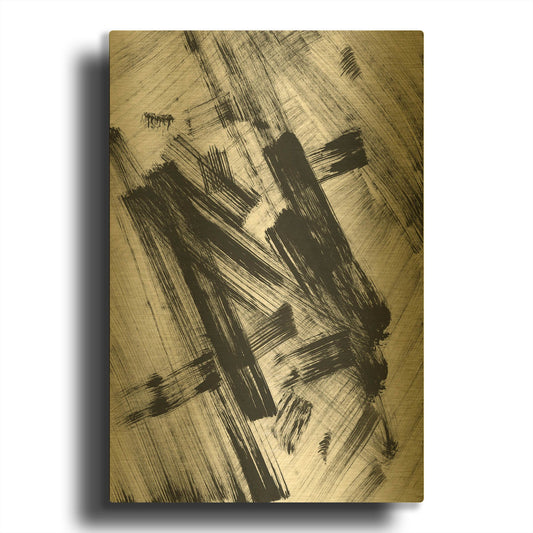 'Black and White Strokes N' By Natasha Gold Metal Wall Art