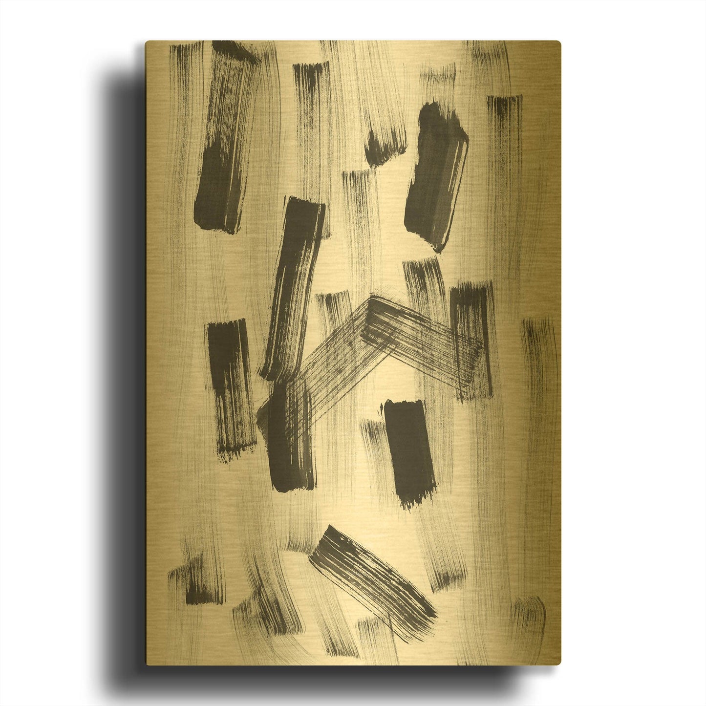 'Black and White Strokes North' By Natasha Gold Metal Wall Art