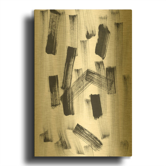 'Black and White Strokes North' By Natasha Gold Metal Wall Art