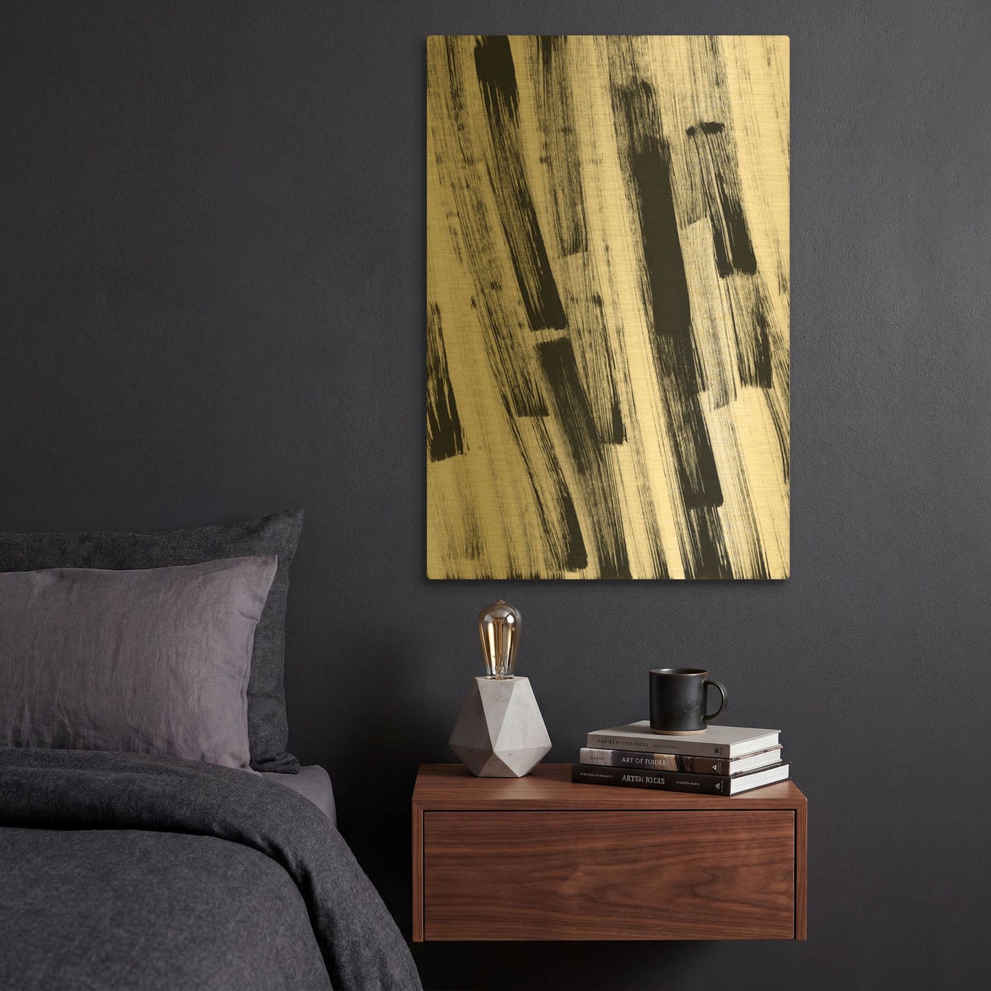 'Black and White Strokes South' By Natasha Gold Metal Wall Art