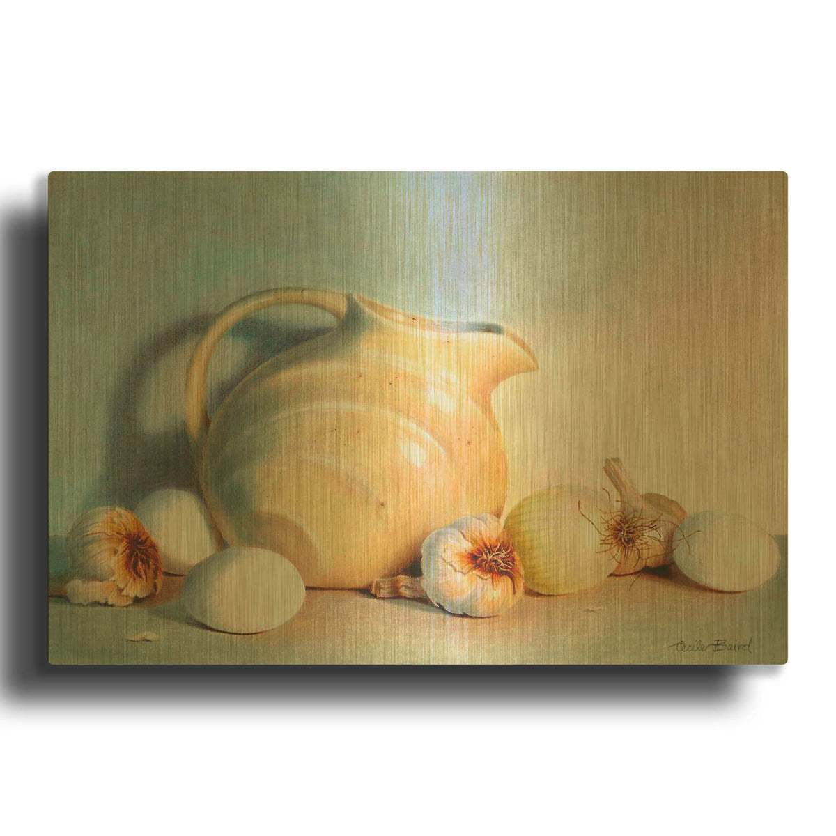 'White Study' By Cecile Baird Gold Metal Wall Art