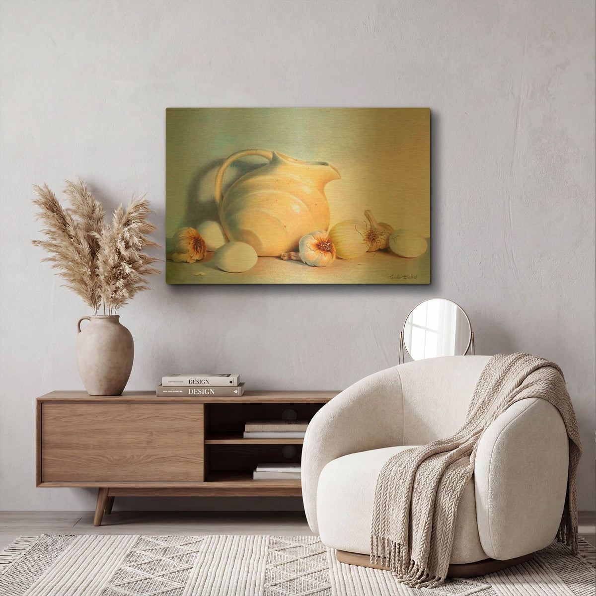 'White Study' By Cecile Baird Gold Metal Wall Art