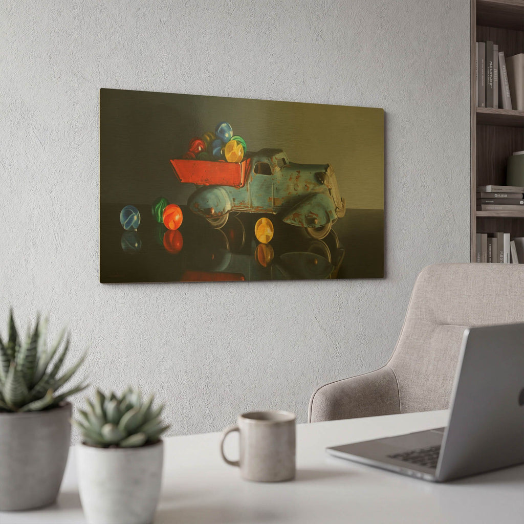 'Antique Toy Truck' By Cecile Baird Gold Metal Wall Art