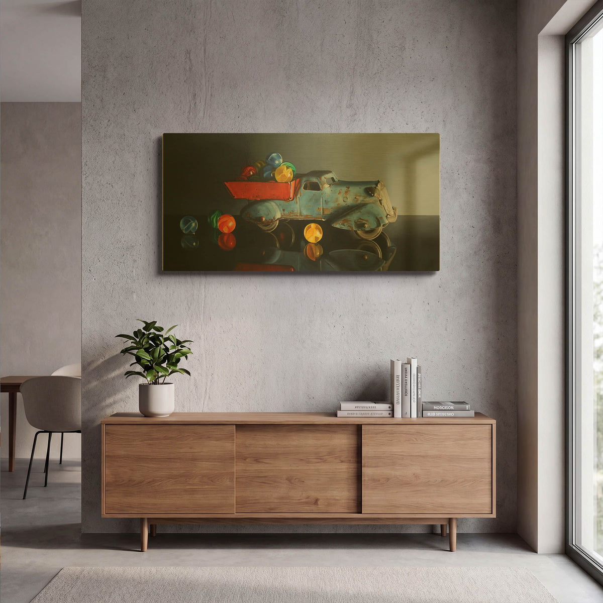 'Antique Toy Truck' By Cecile Baird Gold Metal Wall Art