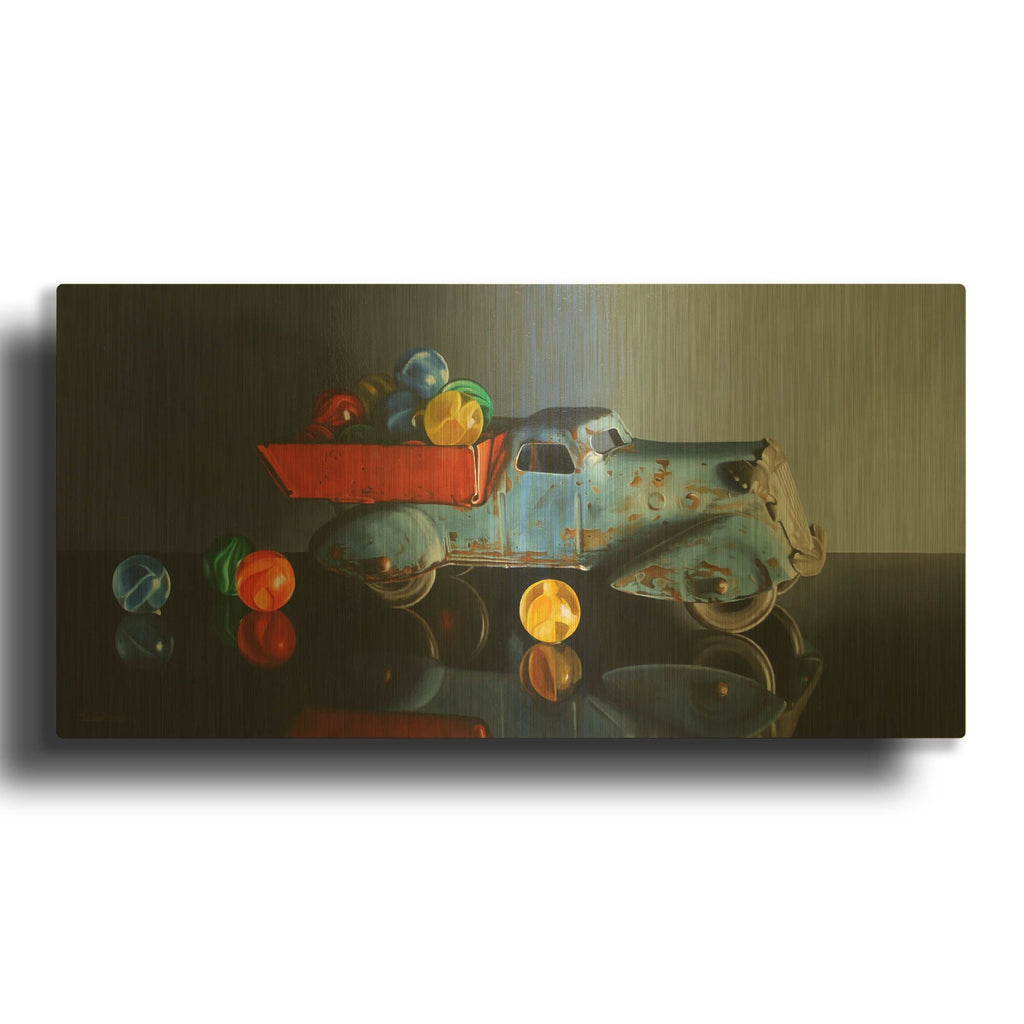 'Antique Toy Truck' By Cecile Baird Gold Metal Wall Art