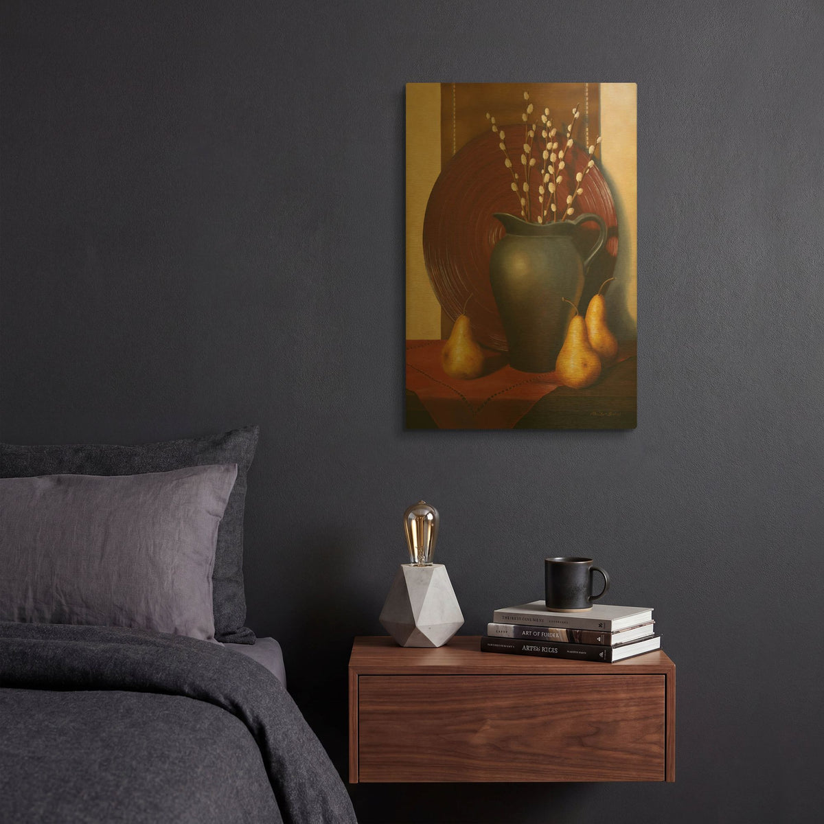 'Still Life with Black Vase' By Cecile Baird Gold Metal Wall Art