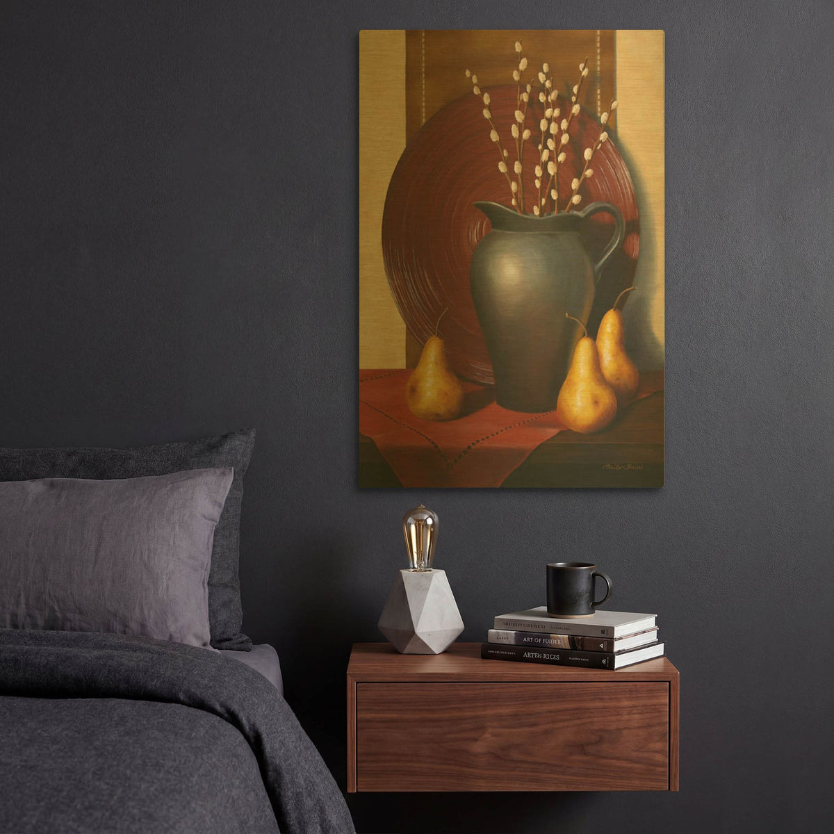 'Still Life with Black Vase' By Cecile Baird Gold Metal Wall Art