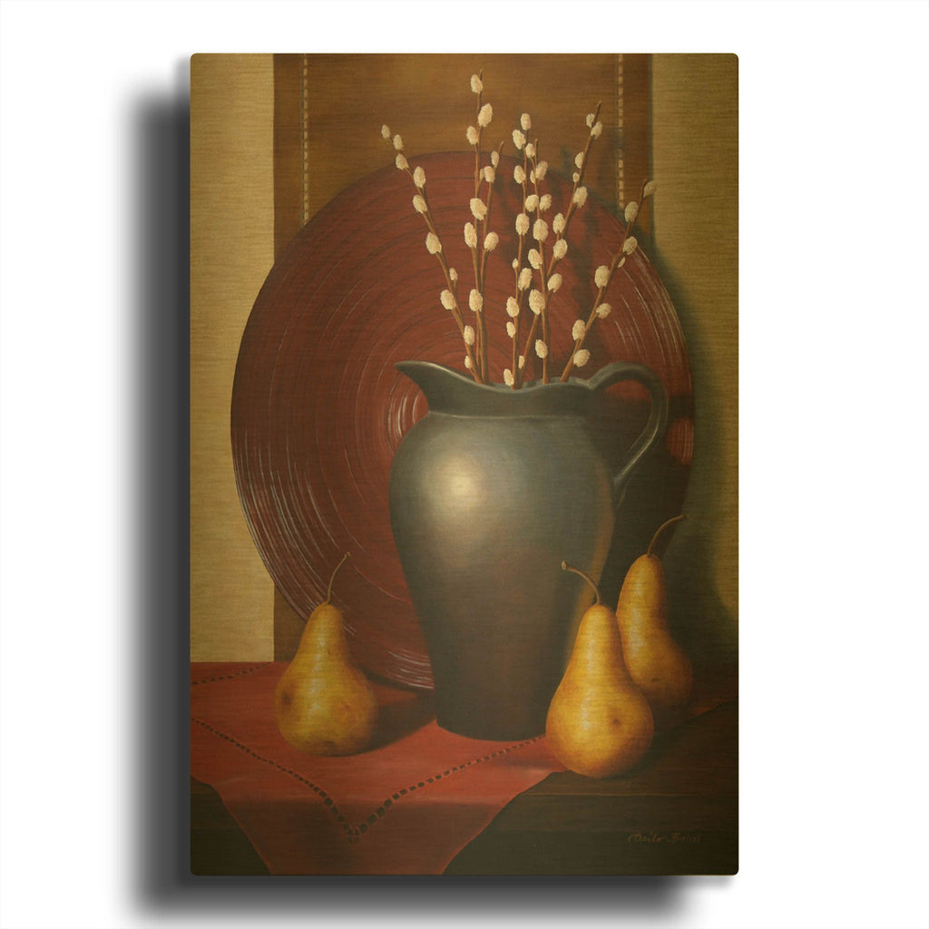 'Still Life with Black Vase' By Cecile Baird Gold Metal Wall Art