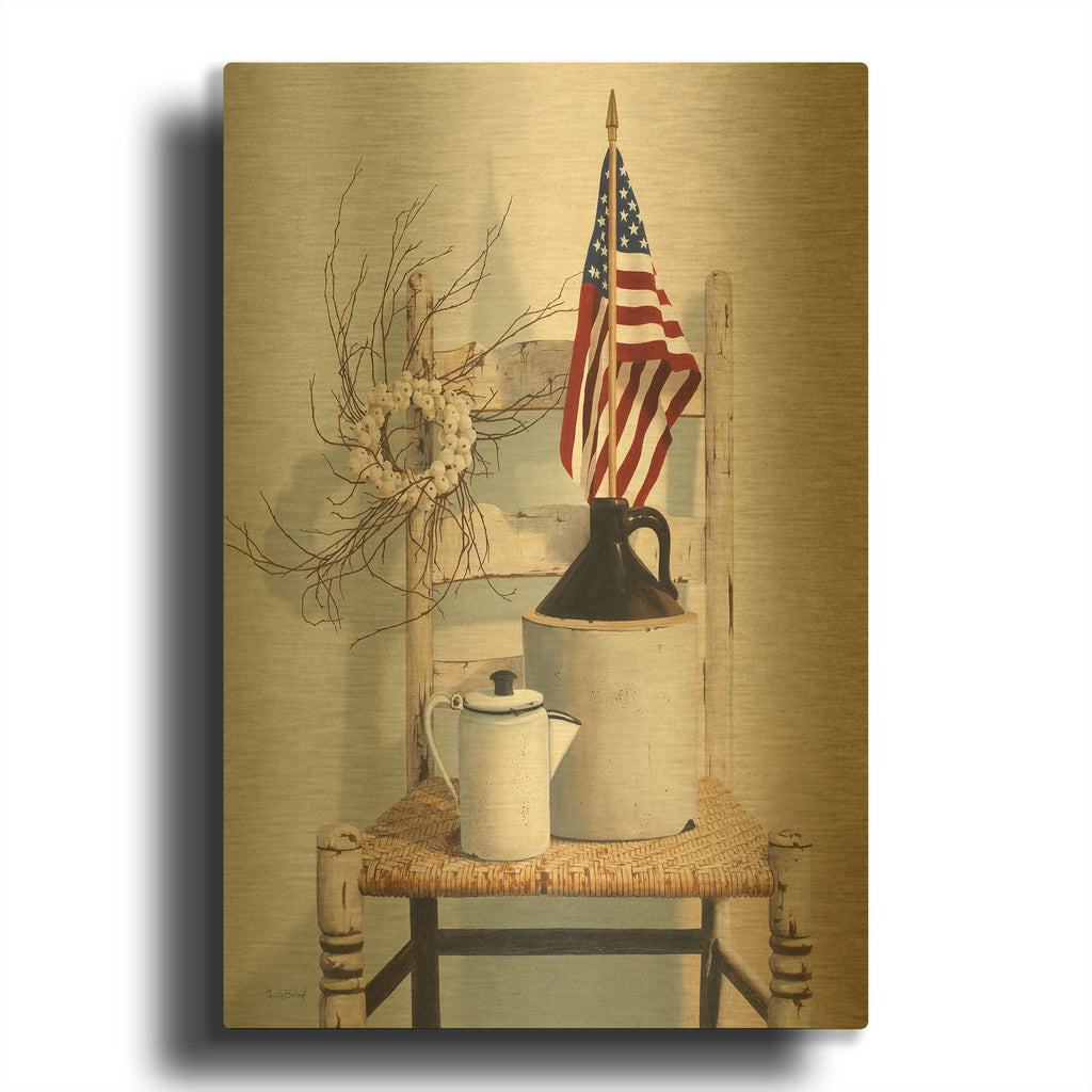 'Chair With Jug And Flag' By Cecile Baird Gold Metal Wall Art