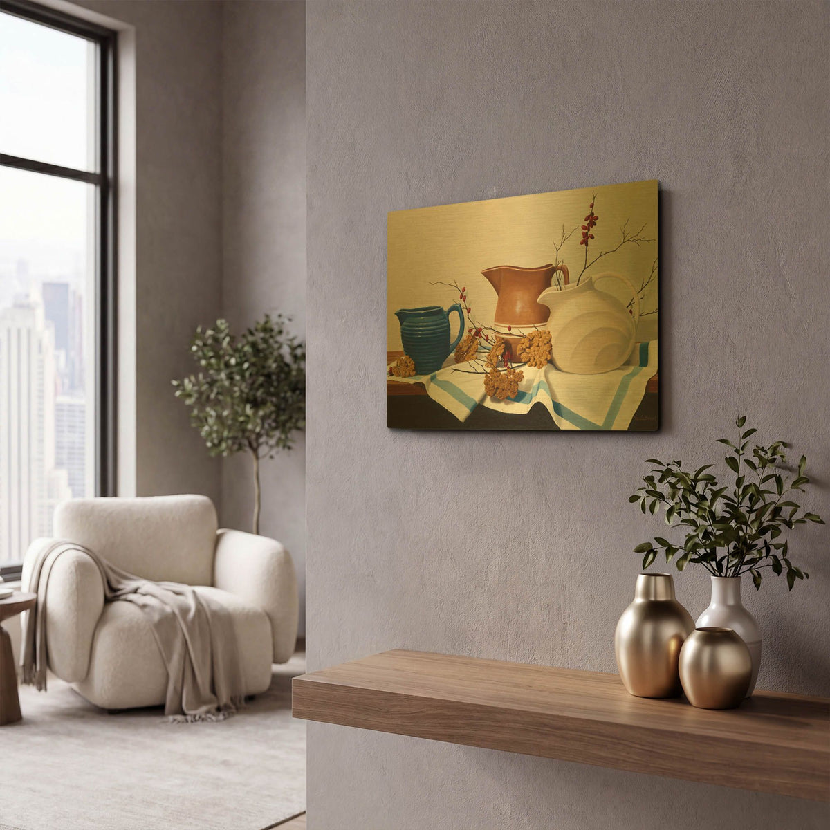 'Pitcher Perfect' By Cecile Baird Gold Metal Wall Art