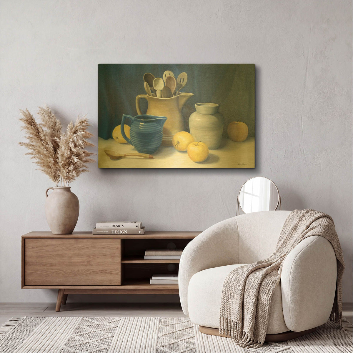 'Blue Pitcher' By Cecile Baird Gold Metal Wall Art