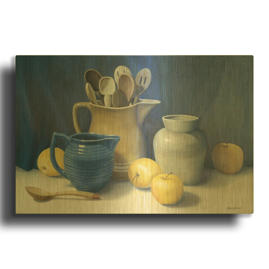 'Blue Pitcher' By Cecile Baird Gold Metal Wall Art