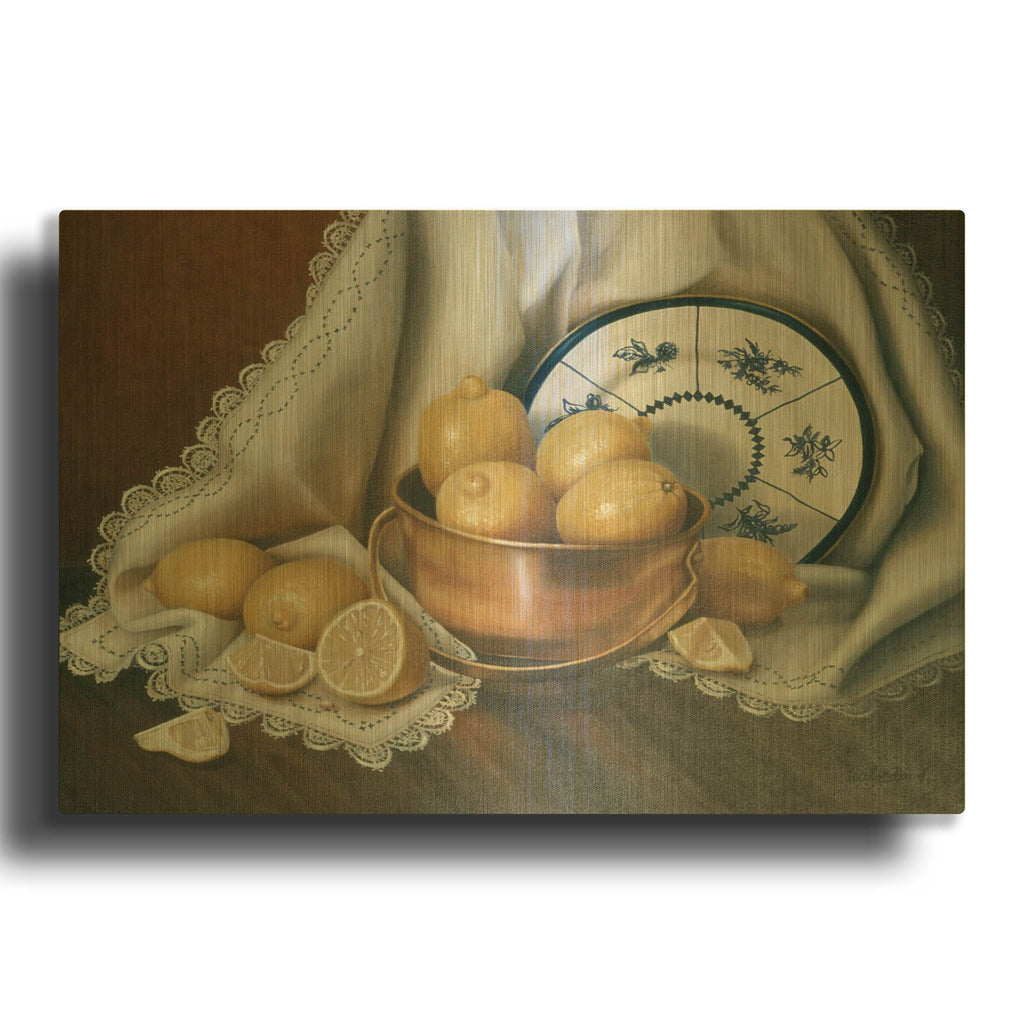 'Lemons & Lace' By Cecile Baird Gold Metal Wall Art