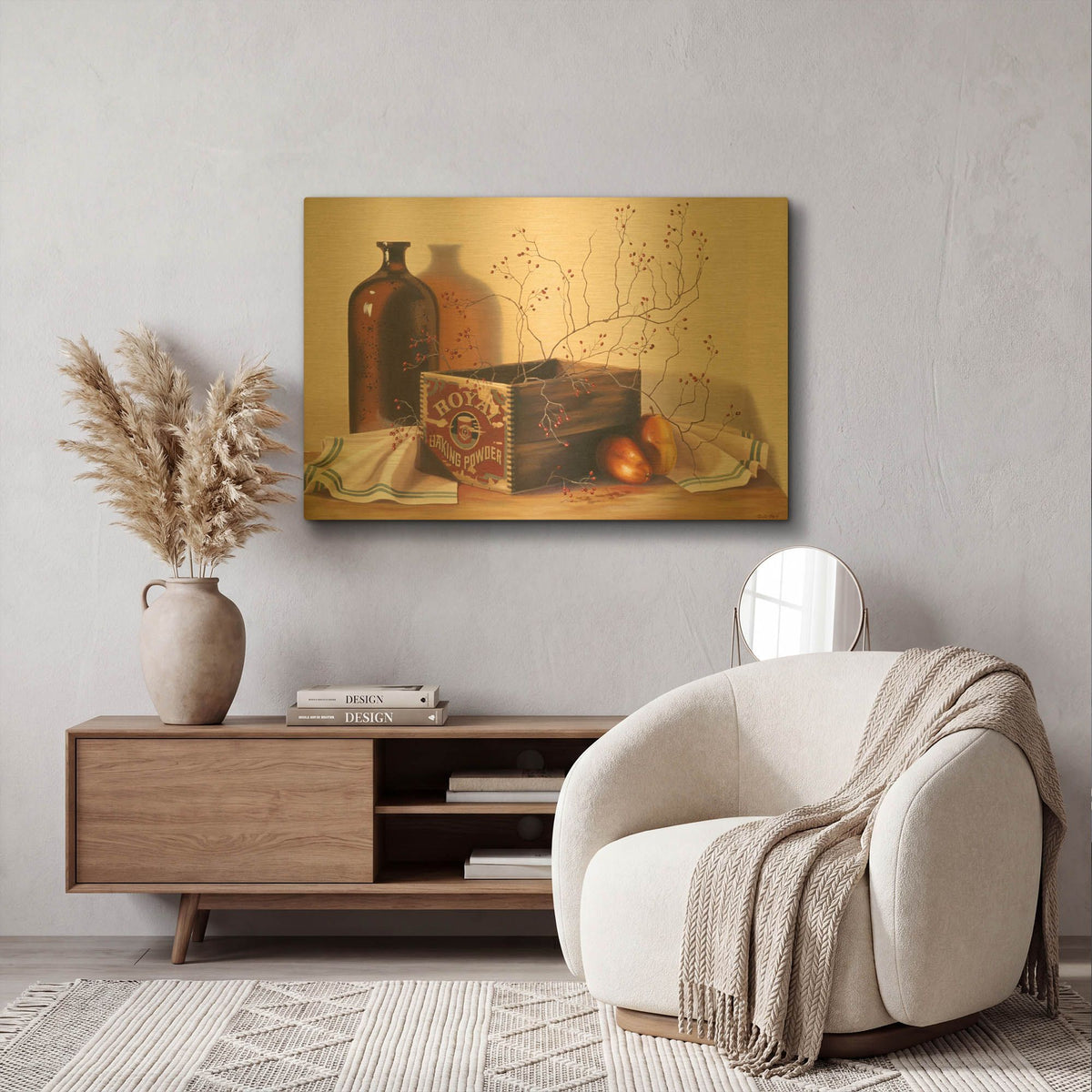'Royal Rose Hips' By Cecile Baird Gold Metal Wall Art