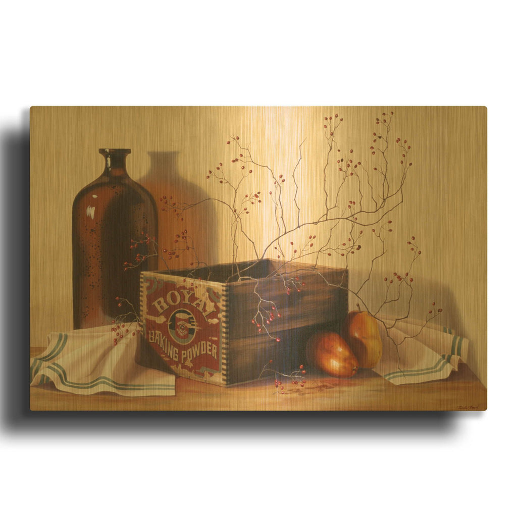 'Royal Rose Hips' By Cecile Baird Gold Metal Wall Art