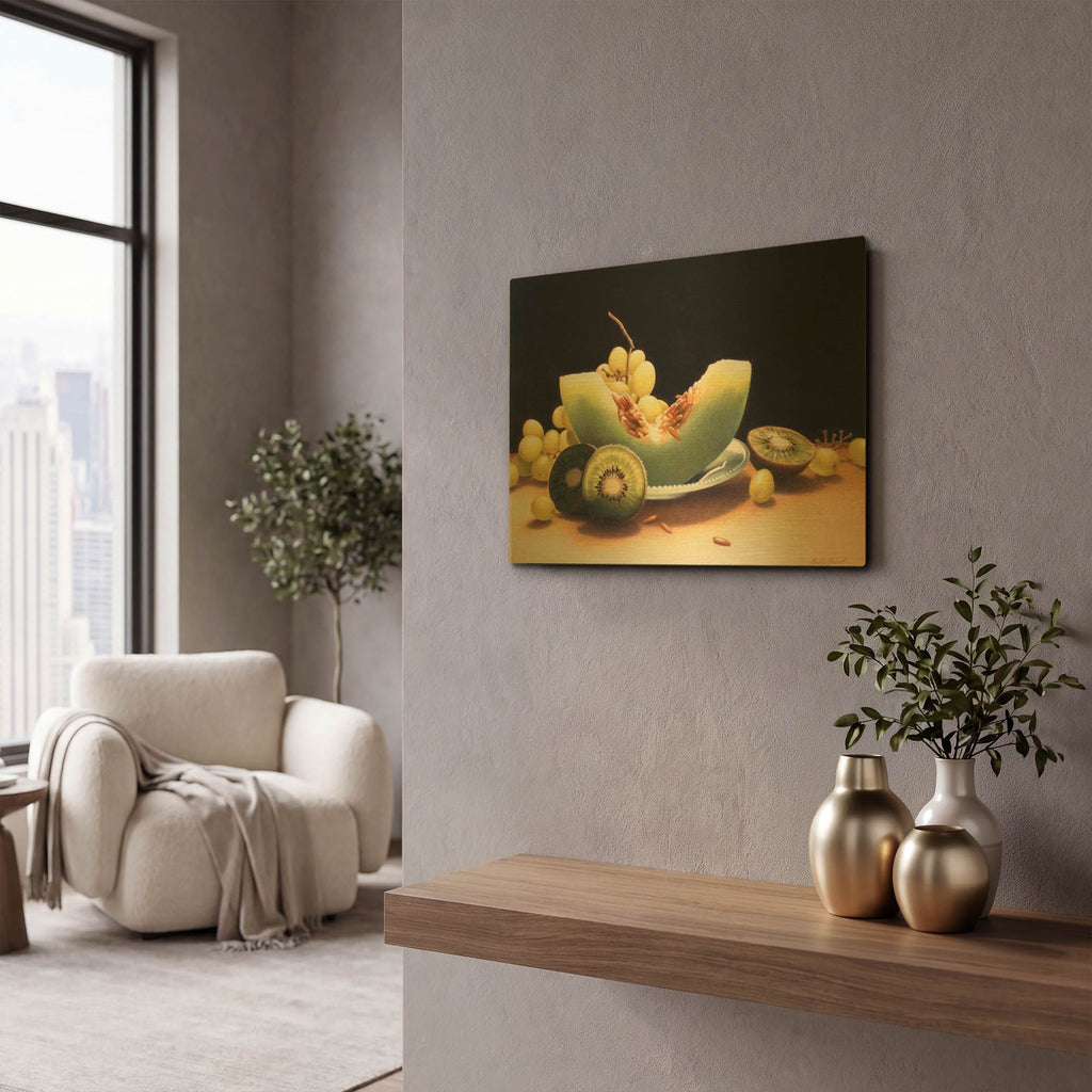 'Shades Of Green' By Cecile Baird Gold Metal Wall Art