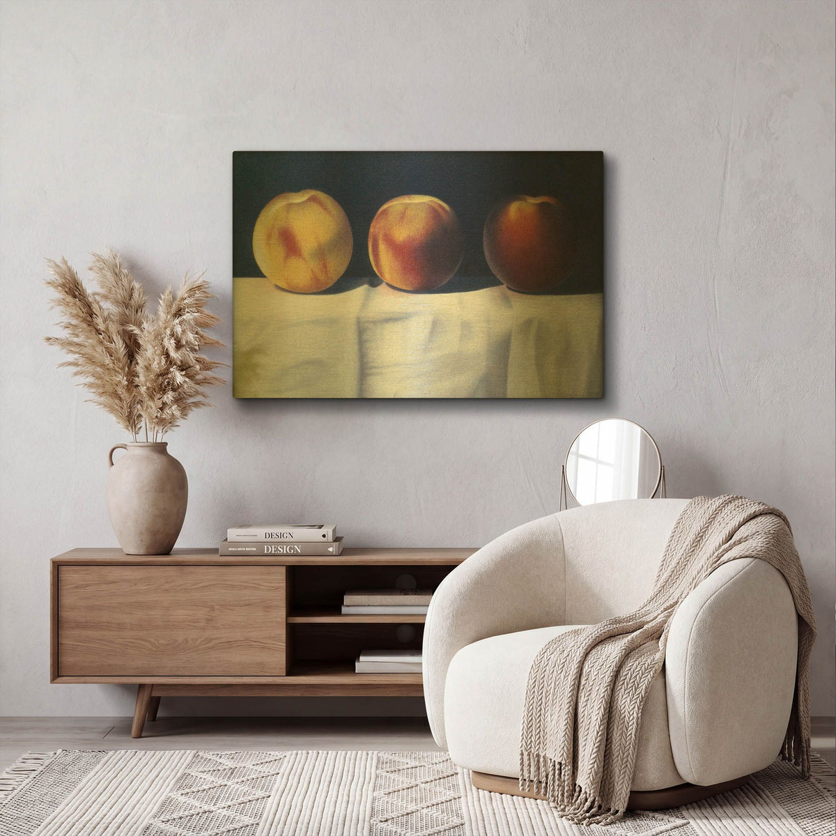 'Three Peaches' By Cecile Baird Gold Metal Wall Art