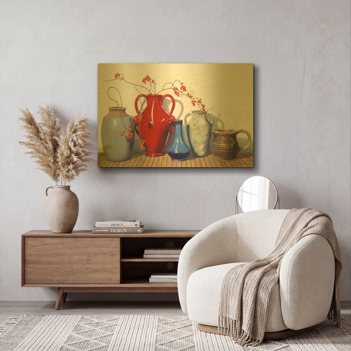 'Vases And Vines' By Cecile Baird Gold Metal Wall Art