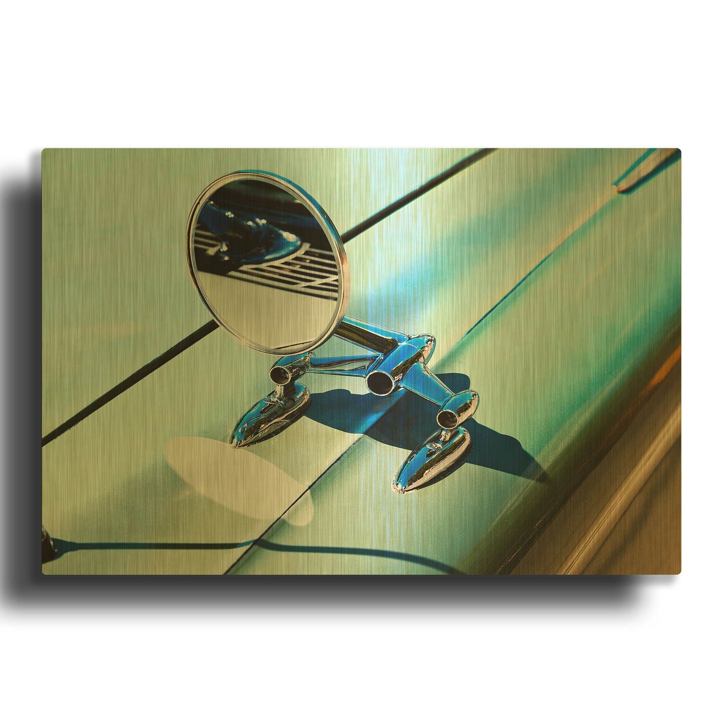 '59 Side mirror' By Clive Branson Gold Metal Wall Art